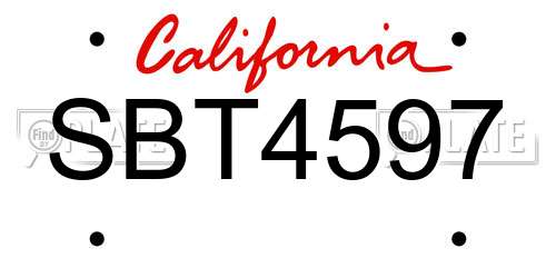 SBT4597 California License Plate