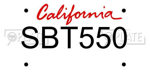 SBT550 California License Plate