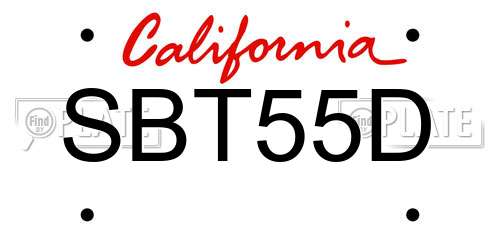 SBT55D California License Plate