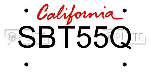 SBT55Q California License Plate