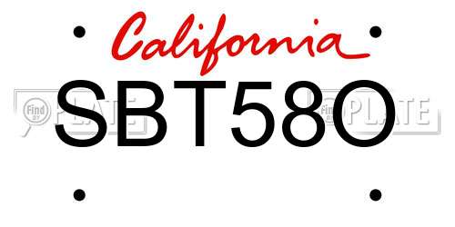 SBT58O California License Plate