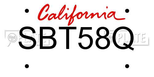 SBT58Q California License Plate