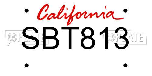 SBT813 California License Plate