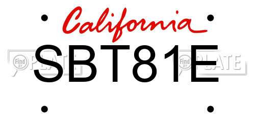 SBT81E California License Plate