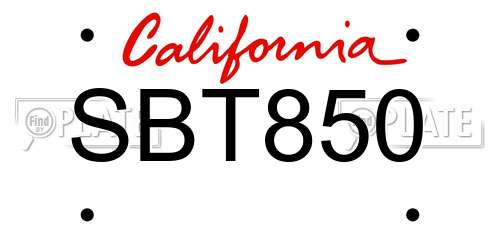 SBT850 California License Plate