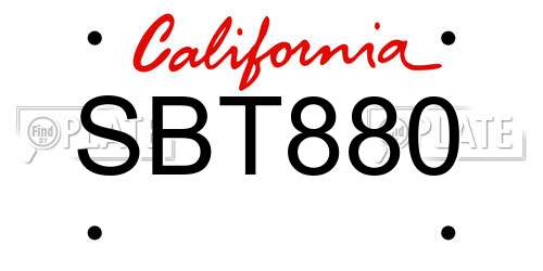 SBT880 California License Plate