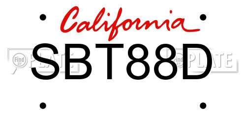 SBT88D California License Plate