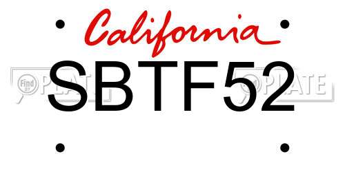 SBTF52 California License Plate