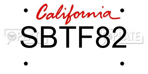 SBTF82 California License Plate
