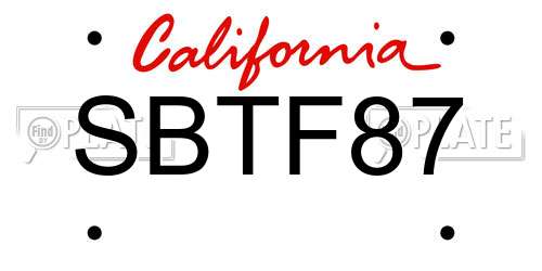 SBTF87 California License Plate