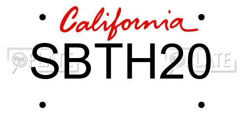 SBTH20 California License Plate