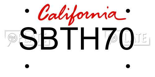 SBTH70 California License Plate