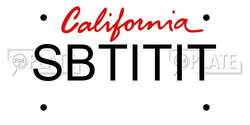 SBTITIT California License Plate