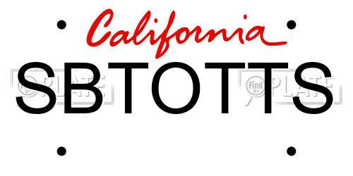 SBTOTTS California License Plate