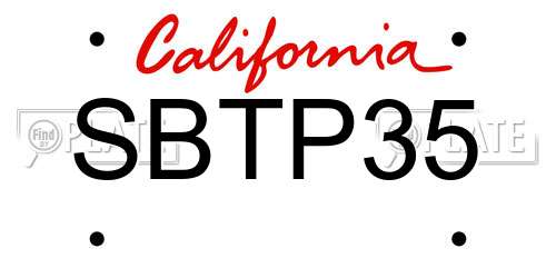 SBTP35 California License Plate