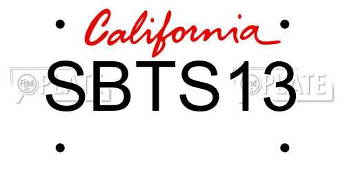 SBTS13 California License Plate