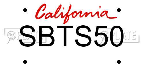 SBTS50 California License Plate