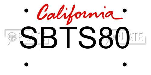 SBTS80 California License Plate