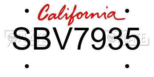 SBV7935 California License Plate