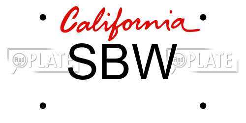SBW California License Plate