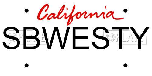 SBWESTY California License Plate