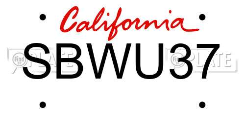 SBWU37 California License Plate