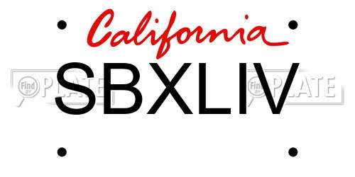 SBXLIV California License Plate