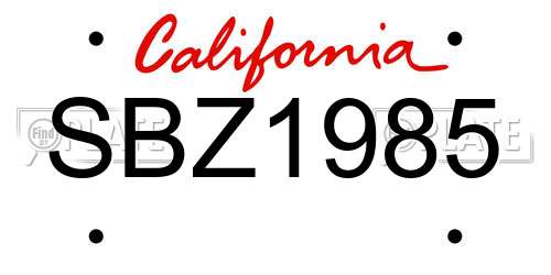 SBZ1985 California License Plate