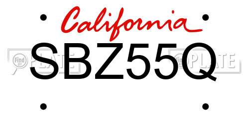 SBZ55Q California License Plate
