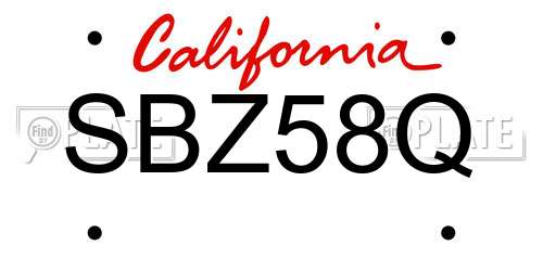 SBZ58Q California License Plate