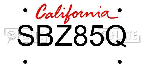 SBZ85Q California License Plate