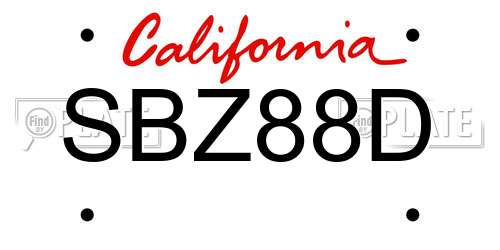 SBZ88D California License Plate