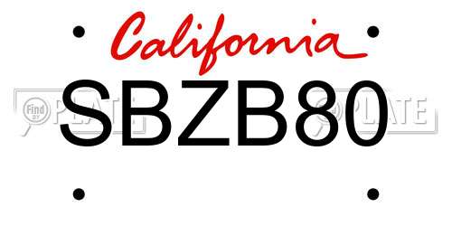 SBZB80 California License Plate