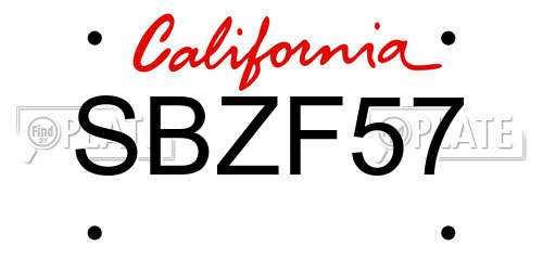 SBZF57 California License Plate