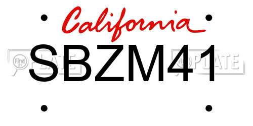 SBZM41 California License Plate