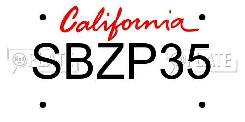 SBZP35 California License Plate