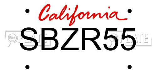 SBZR55 California License Plate