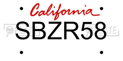 SBZR58 California License Plate