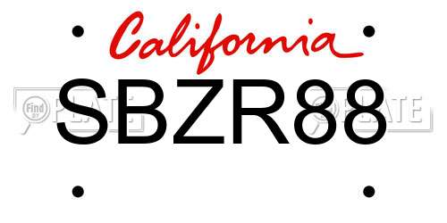 SBZR88 California License Plate