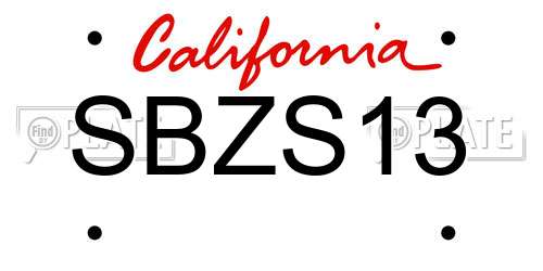 SBZS13 California License Plate