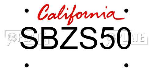 SBZS50 California License Plate