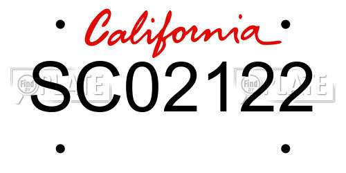 SC02122 California License Plate