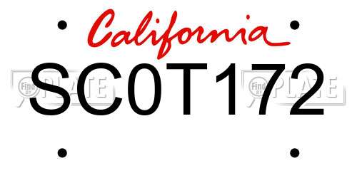 SC0T172 California License Plate