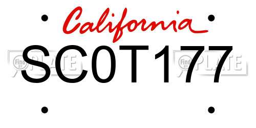 SC0T177 California License Plate