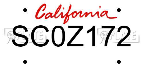 SC0Z172 California License Plate