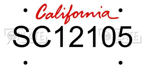 SC12105 California License Plate