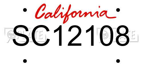 SC12108 California License Plate