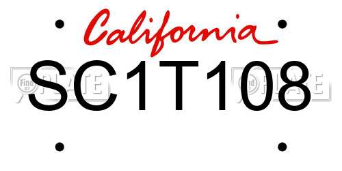 SC1T108 California License Plate