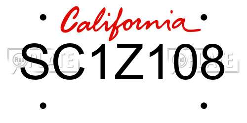SC1Z108 California License Plate
