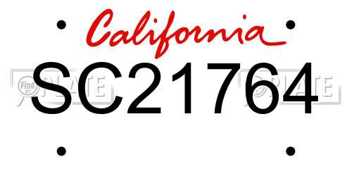 SC21764 California License Plate